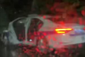 TEŠKA SAOBRAĆAJKA NA AUTO-PUTU KROZ BUBANJ POTOK: Autom proleteo kroz bankinu (VIDEO)