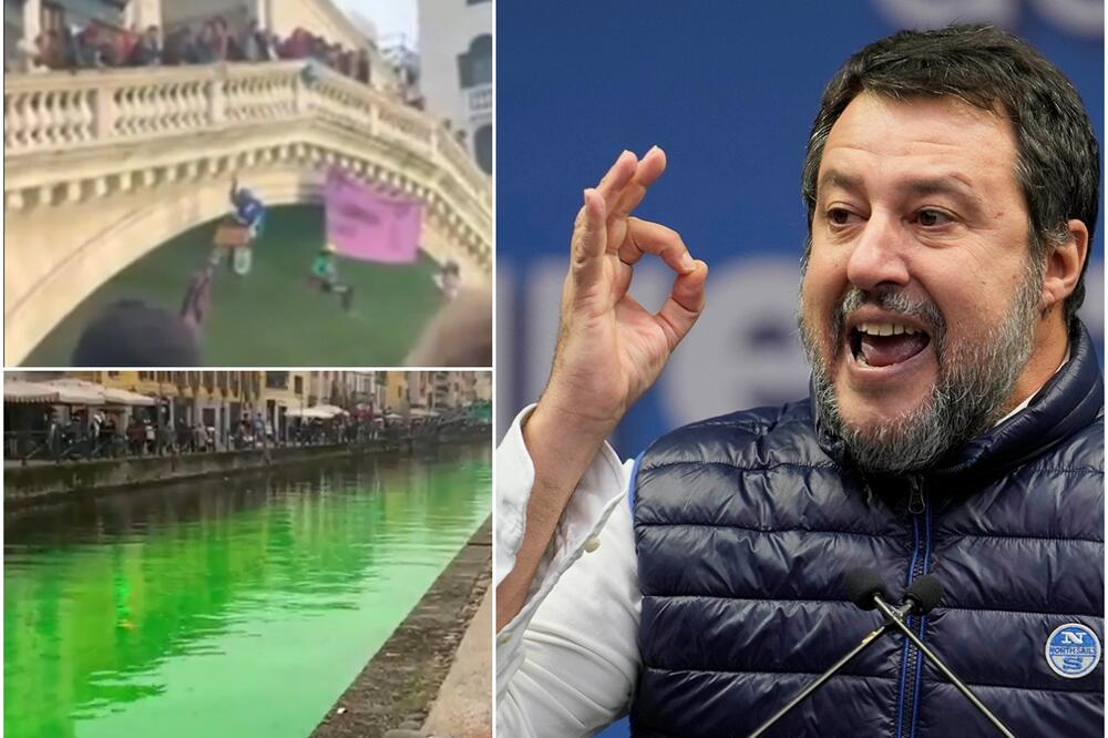 "IMBECILE POSLATI U ZATVOR": Zašto su vode širom Italije ofarbane u DREČAVO ZELENO, a vicepremijer Salvini POBESNEO? (VIDEO)