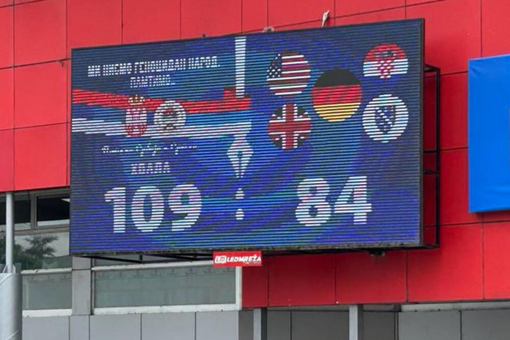 "OVAKO DANAS IZGLEDA REPUBLIKA SRPSKA": Na više od 100 led-panela stoji rezultat 109:84! PONOSNE Srpska i Srbija (FOTO)