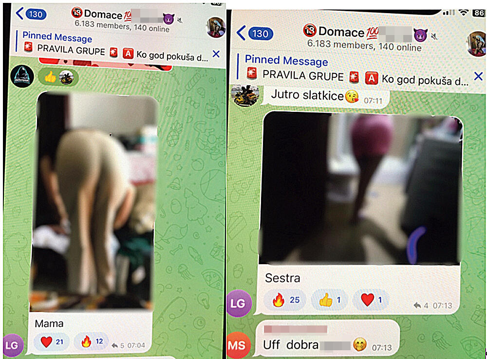 Incest, Telegram, Grupni chat, osvetnička pornografija