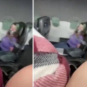 ŠOKANTAN VIDEO: Putnica u avionu sedi vezana za sedište, na rukama i licu