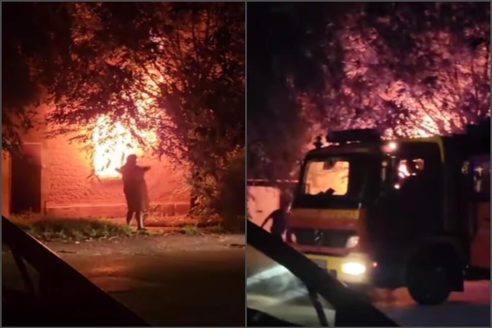 BUKNUO POŽAR U KUĆI U PANČEVU Porodica pobegla na ulicu, vatrogasci se bore sa plamenom (VIDEO)