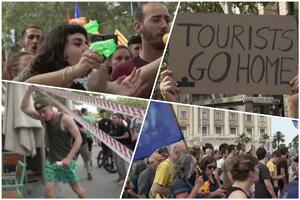 "TURISTI, IDITE KUĆI" Šok scene iz Barselone, ljuti lokalci PRSKAJU VODOM ljude koji sede u kafićima, ulične demonstracije (VIDEO)
