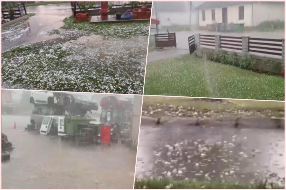 OVAKO HARAJU GRADONOSNI OBLACI NAD SRBIJOM, OLUJNA MASA TUČE SVE PRED SOBOM Bujice se izlile, uništeni putevi i domaćinstva (FOTO)