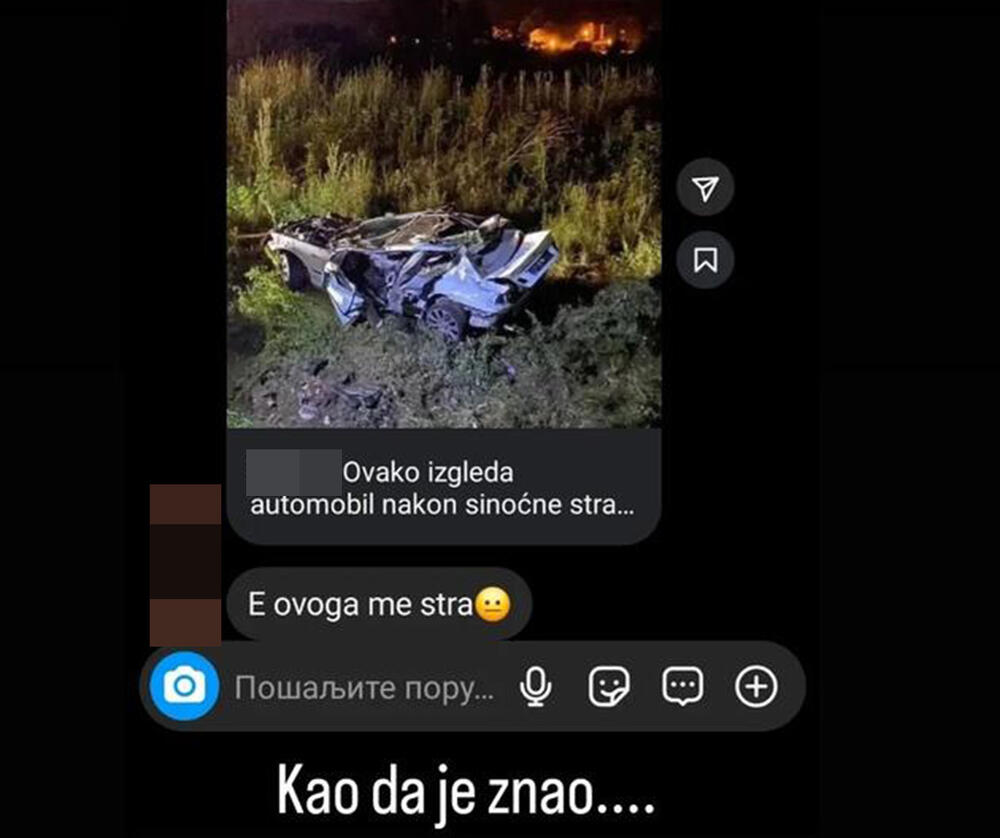 prijatelju pre samo sedam dana poslao jezivu fotogrfaiju uz komentar