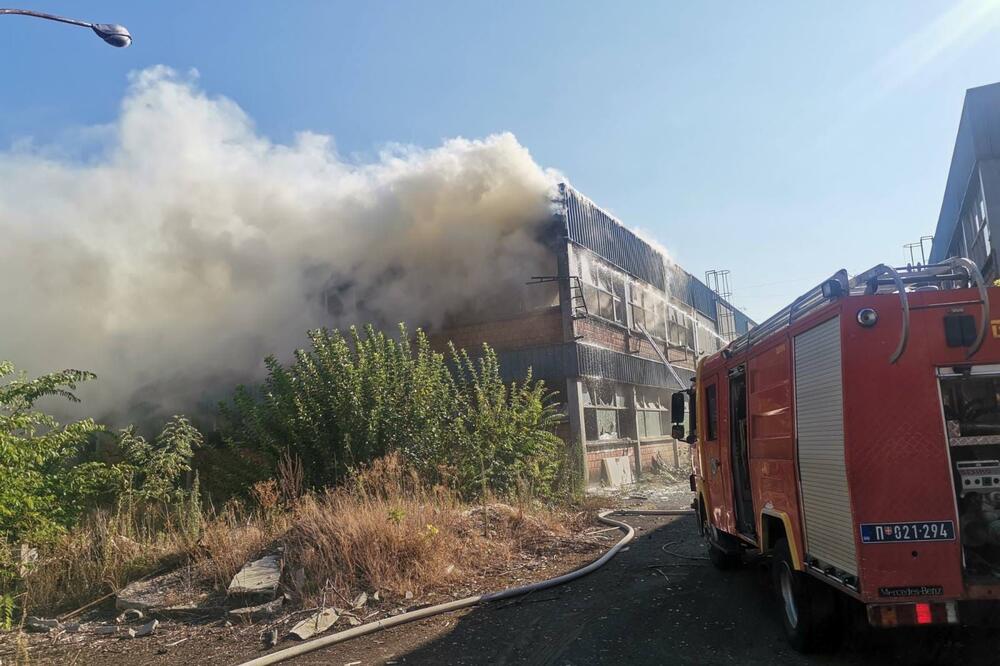 STRAVIČAN POŽAR NA NOVOM BEOGRADU: Fabrika u plamenu, vatra "progutala" čitavu halu - na terenu 18 vatrogasaca (FOTO)