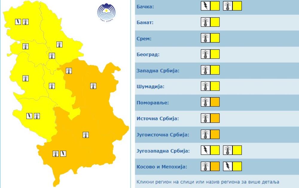 Meteo alarm za četvrtak