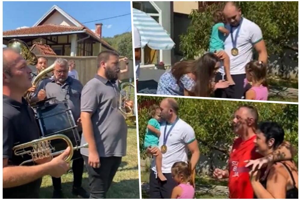 DUŠAN SILNI PROSLAVIO ZLATO IZ PARIZA: Mandić uz porodicu, trubače i rakiju obeležio ISTORIJSKI USPEH srpskih "delfina" (VIDEO)