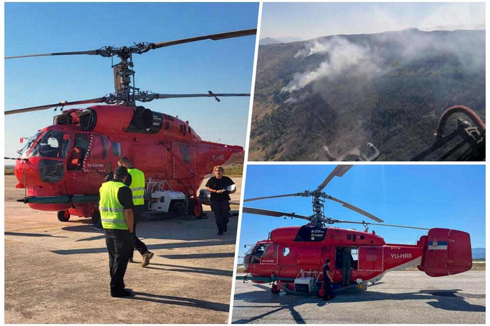 ZA DVA I PO SATA IZBACILI 30 TONA VODE Helikopterska jedinica MUP Srbije gasi požare u Grčkoj