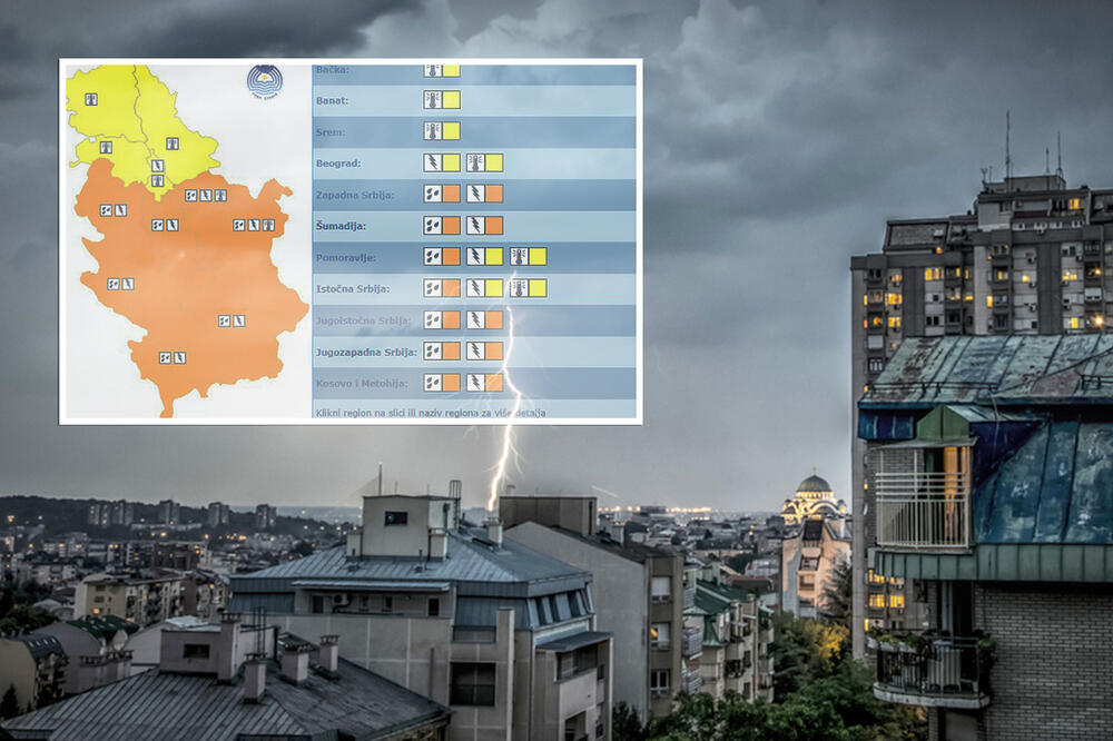 NAJNOVIJA NAJAVA RHMZ, STIŽE NEVREME S GRADOM I OLUJNIM VETROM! Na udaru prvo ovi delovi Srbije, upaljen narandžasti meteo alarm