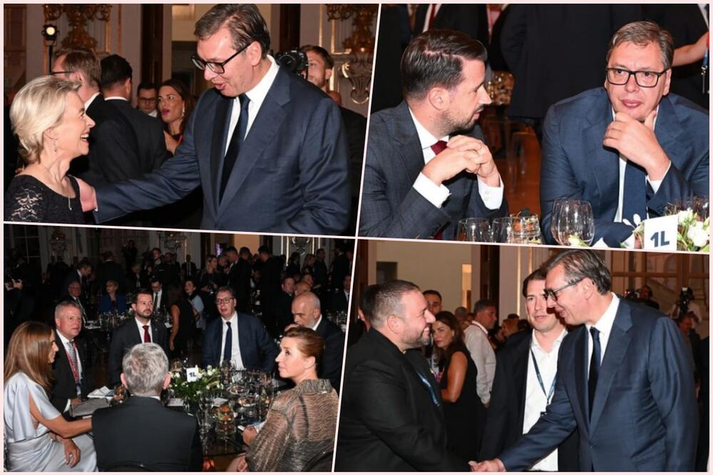 VUČIĆ U PRAGU SA FON DER LAJEN: Predsednik Srbije sa svetskim zvaničnicima na Gala večeri povodom Foruma GLOBSEC2024 (FOTO)